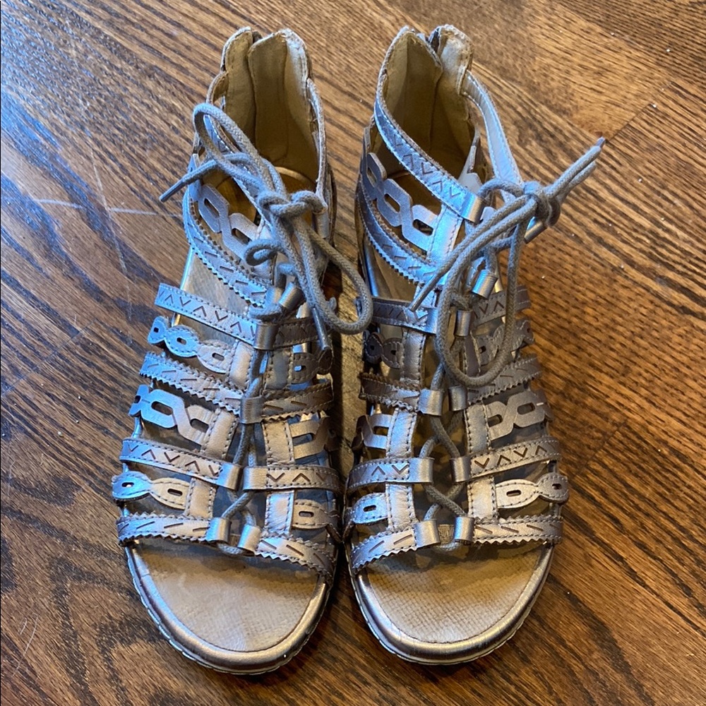 Earth Tan Lace-Up Sandals